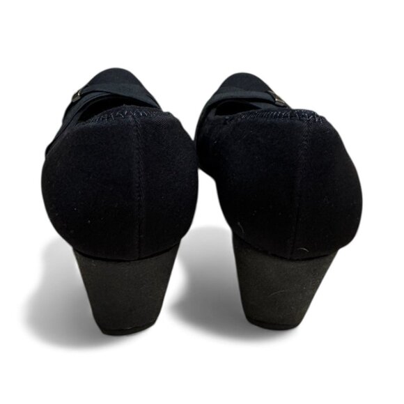 Anne Klein Sport Black Wedge Pumps Size 9 | Crisscross Elastic Comfort - Picture 3 of 3